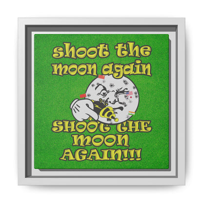 shoot the moon again - framed canvas art (green turf)