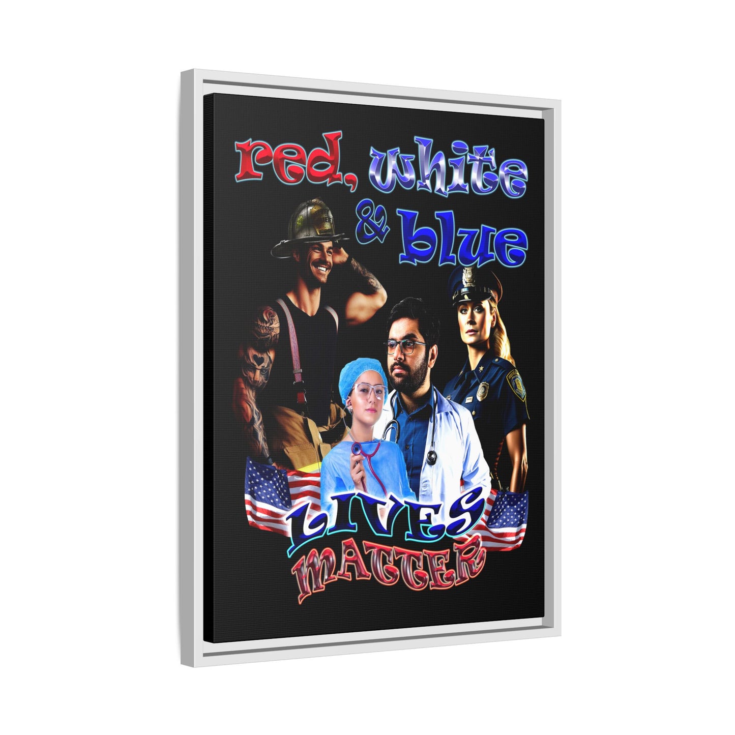 rw&b lives matter - framed canvas art (black)