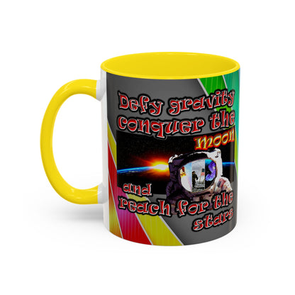 defy conquer reach - Accent Mug (rainbow split)