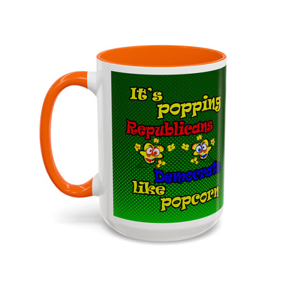 popping like popcorn - Accent Mug (logo green)