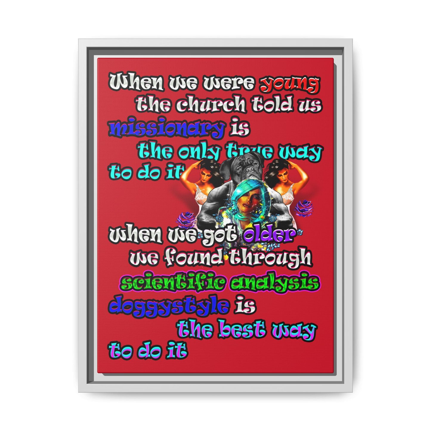doggystyle - framed canvas art (dark red)