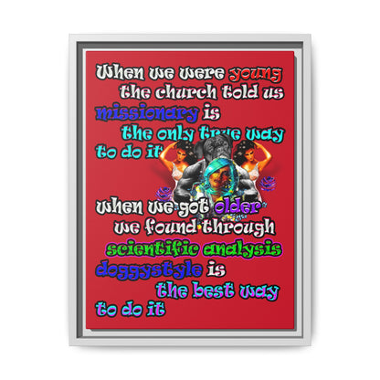 doggystyle - framed canvas art (dark red)