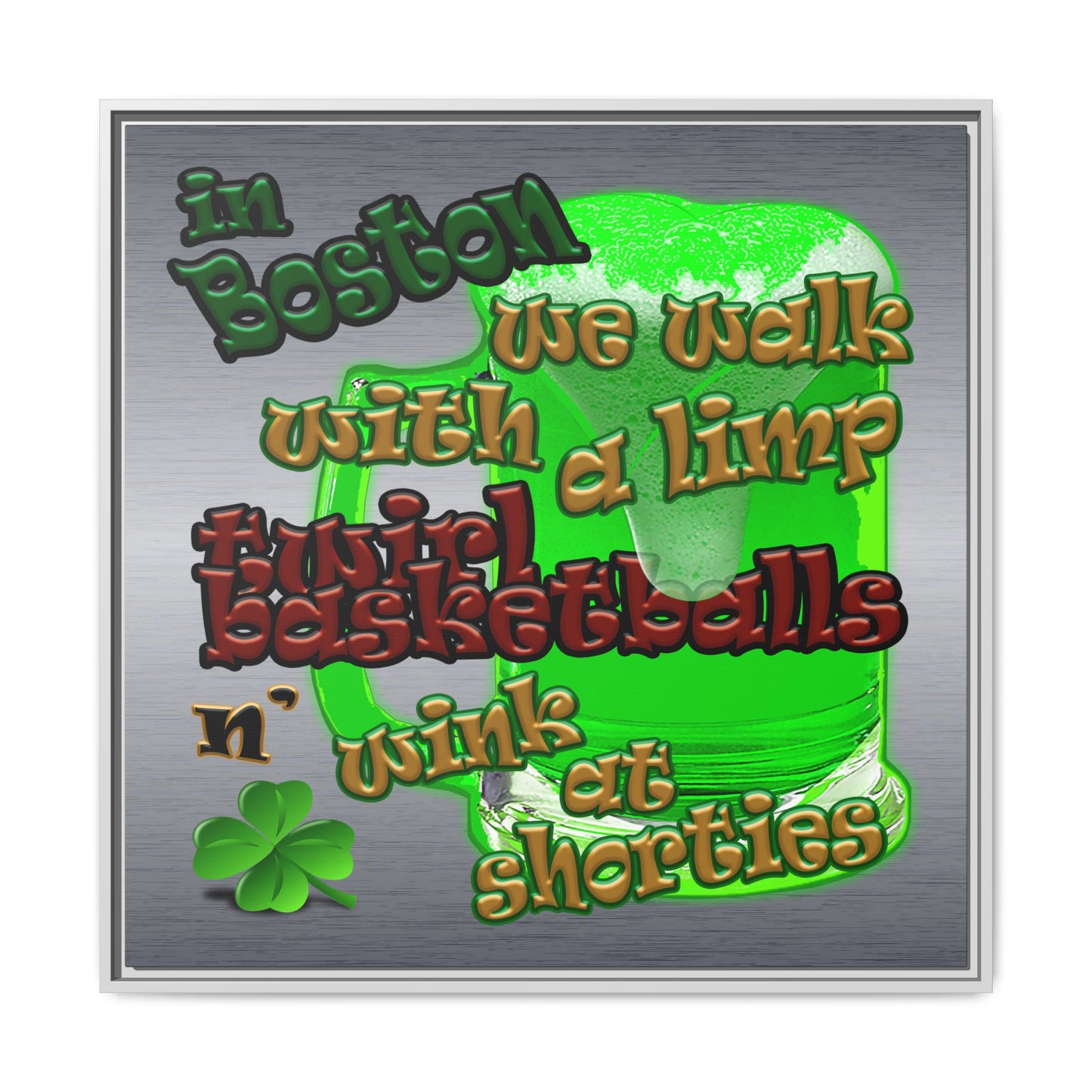 celtics logo - framed canvas art (brushed nickel)