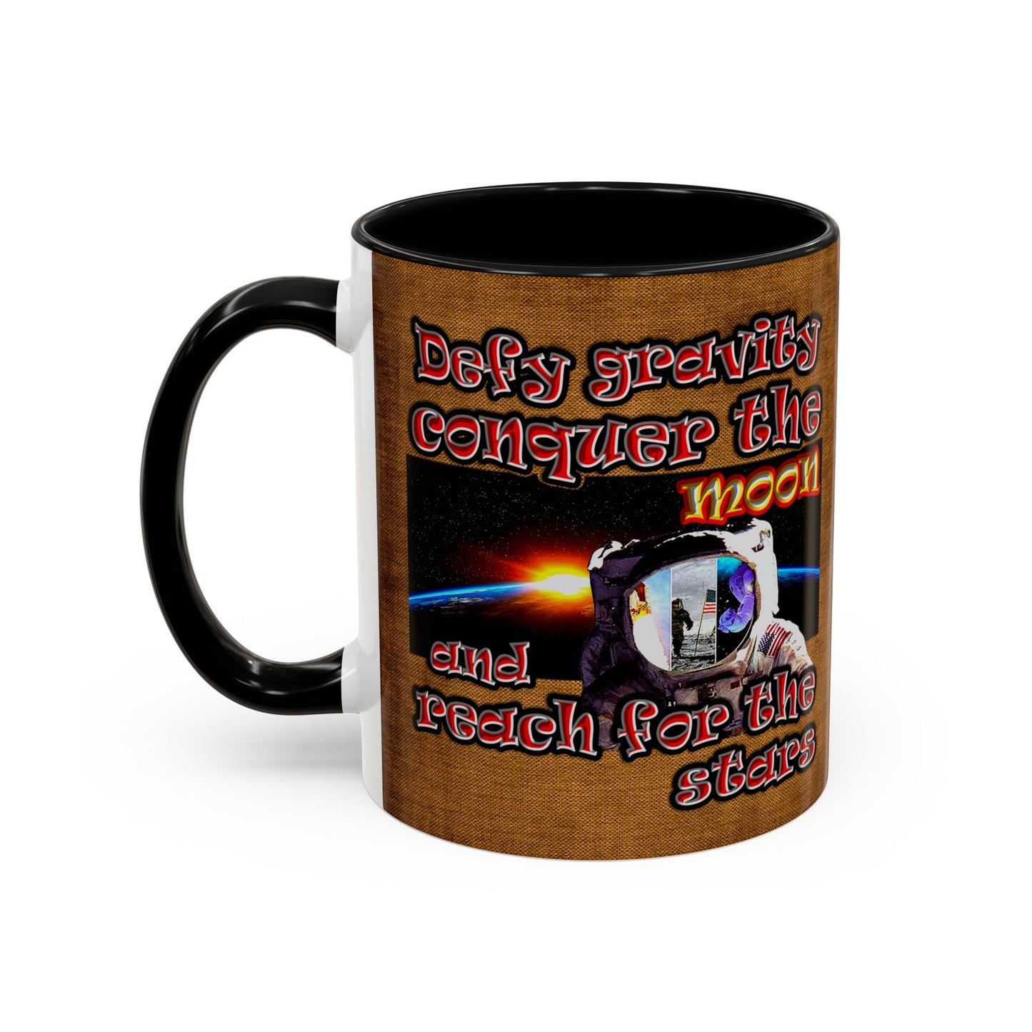 defy conquer reach - Accent Mug (brown papyrus)