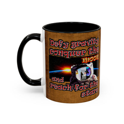 defy conquer reach - Accent Mug (brown papyrus)