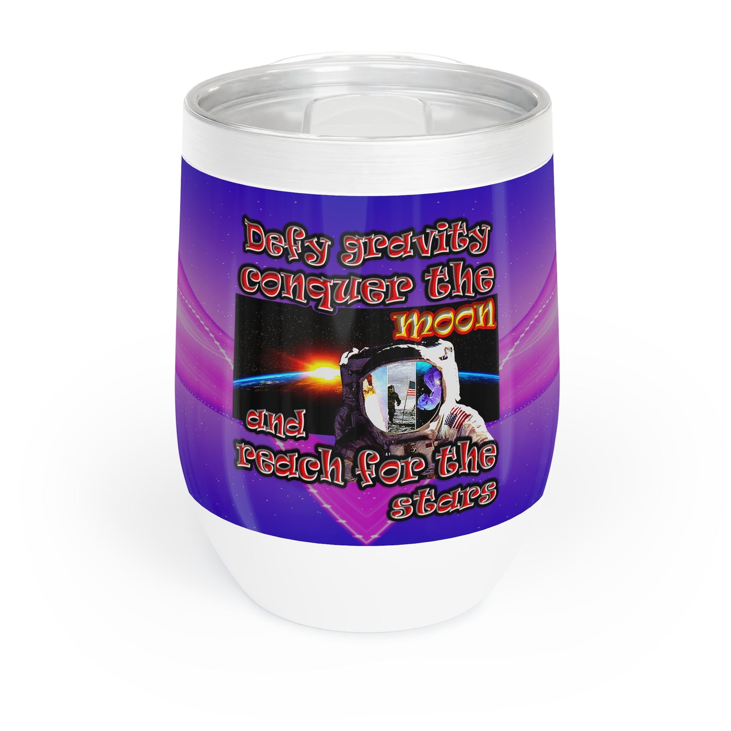 defy conquer reach - Chill Wine Tumbler (purple-pink wave)