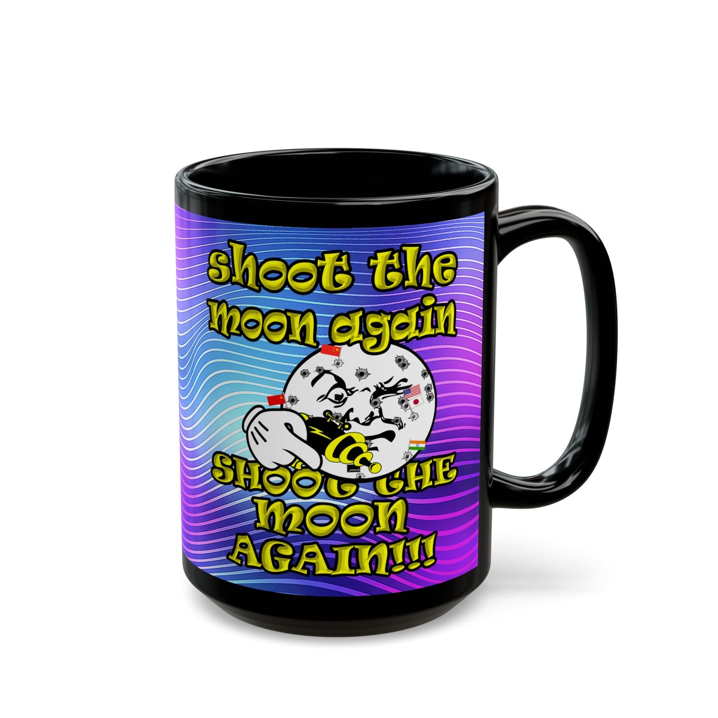 shoot the moon again - Black Mug (purple wave)