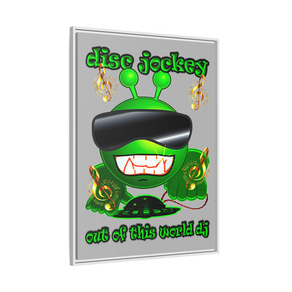 disc jockey - framed canvas art (light grey)