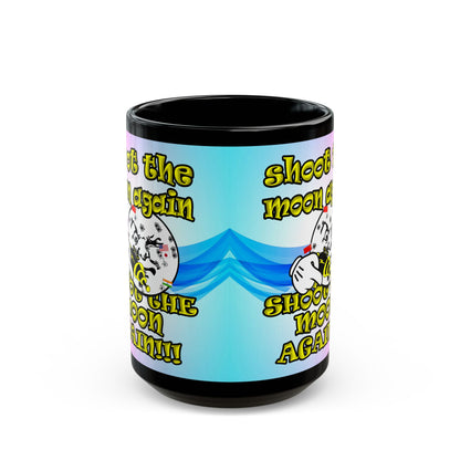 shoot the moon again - Black Mug (light blue-pink wave)