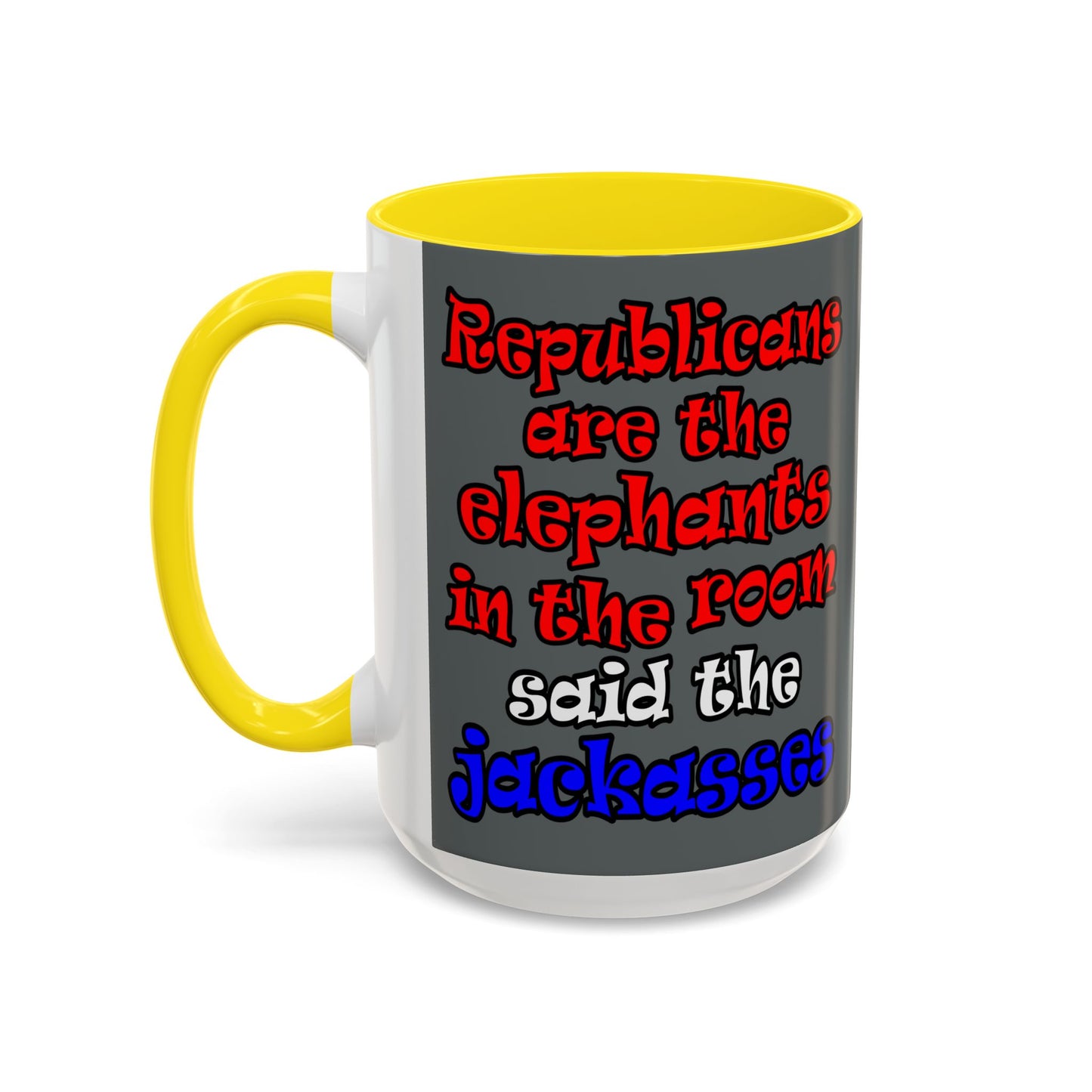 donkeys and elephants - Accent Mug (dark grey)