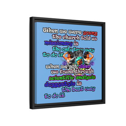 doggystyle - framed canvas art (light blue)
