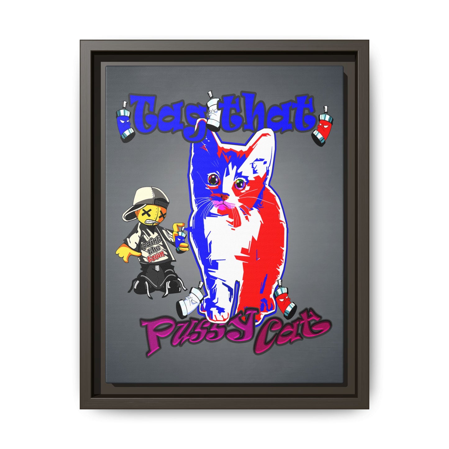 tag that - framed canvas art (grey-light grey)