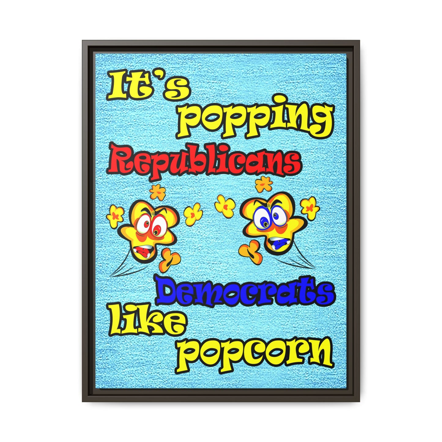 popping like popcorn - framed canvas art (faded dark blue)
