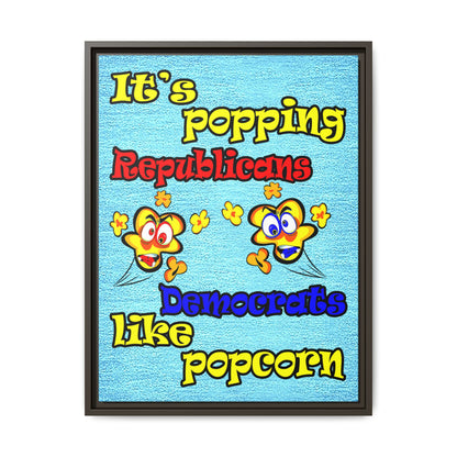 popping like popcorn - framed canvas art (faded dark blue)