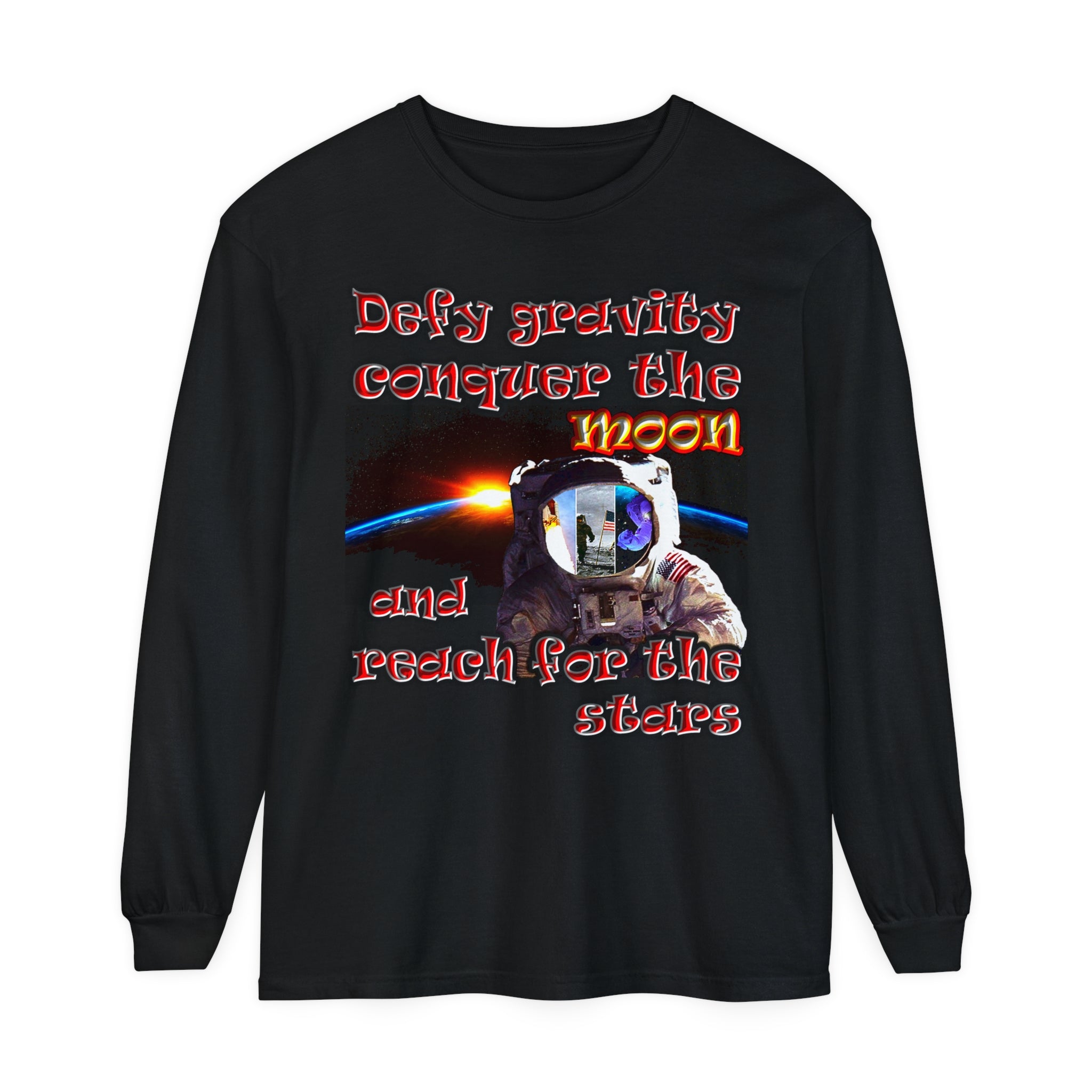 defy conquer reach - Unisex Garment-dyed Long Sleeve T-Shirt