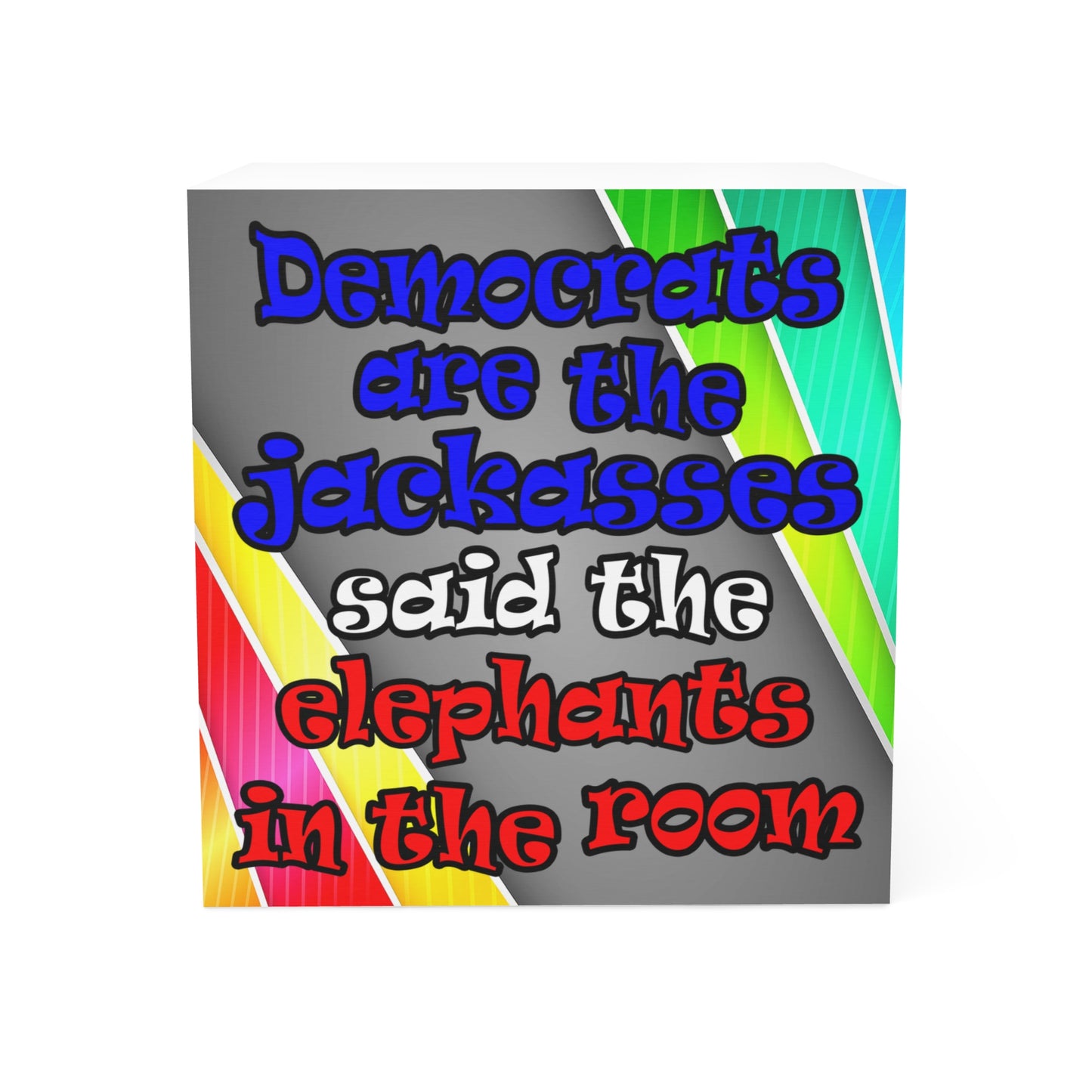 donkeys and elephants - note cube (rainbow split)