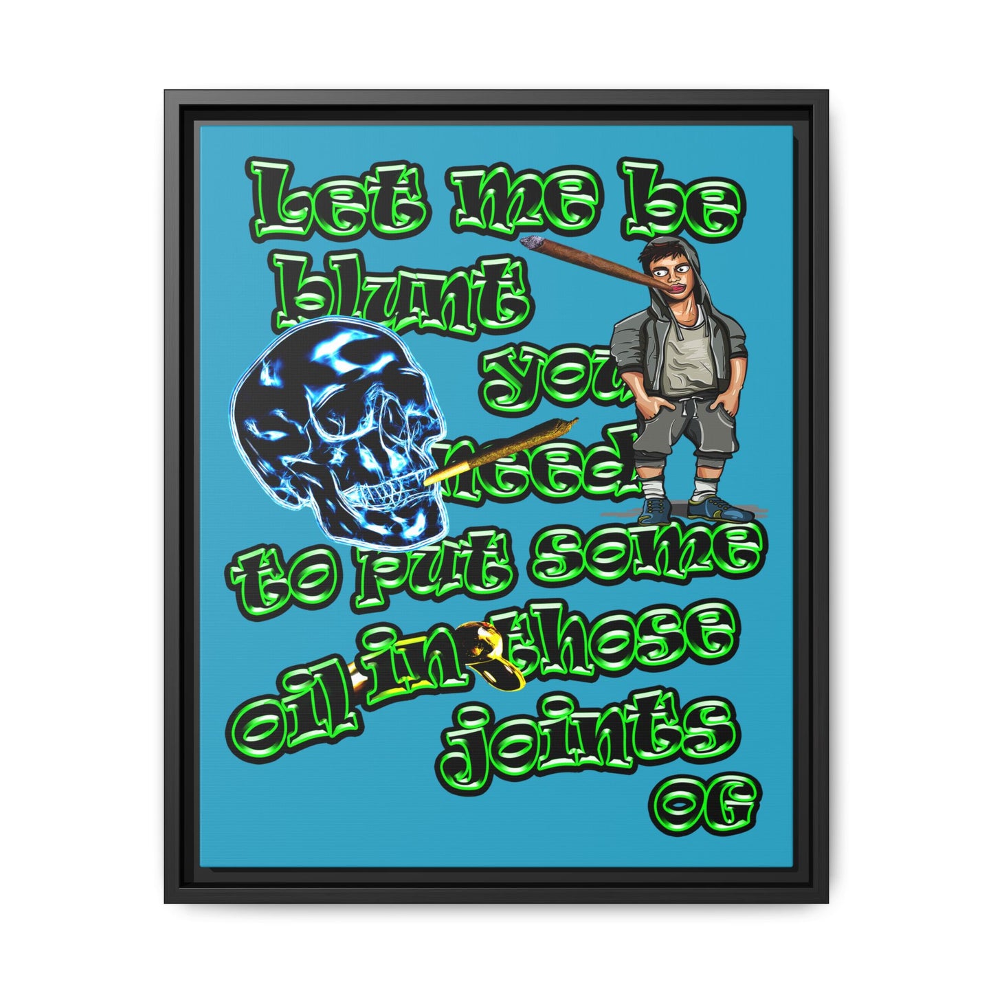 og - framed canvas art (turquoise)