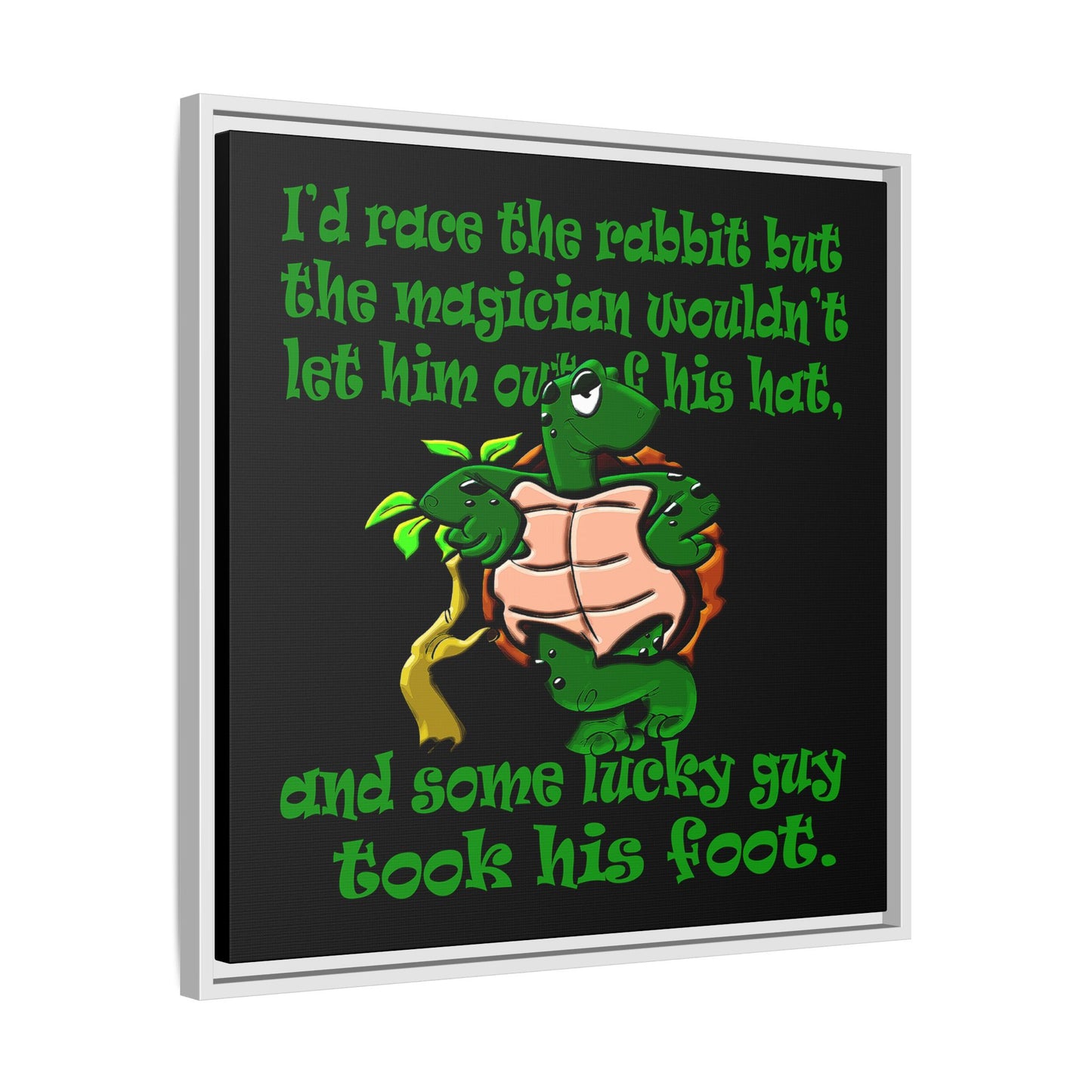 turtle race - framed canvas art (black)