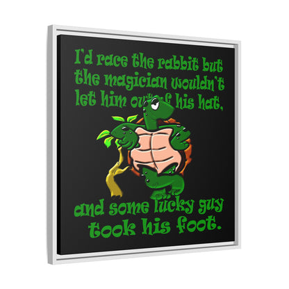 turtle race - framed canvas art (black)