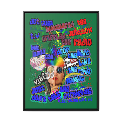 drop the beat - framed canvas art (dark green)