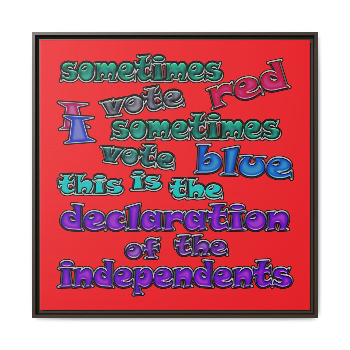 declaration of the independents - framed canvas art (red)