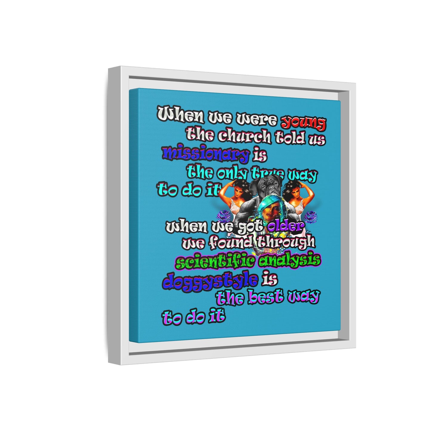 doggystyle - framed canvas art (turquoise)