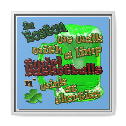celtics logo - framed canvas art (light blue)