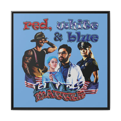 rw&b lives matter - framed canvas art (light blue)