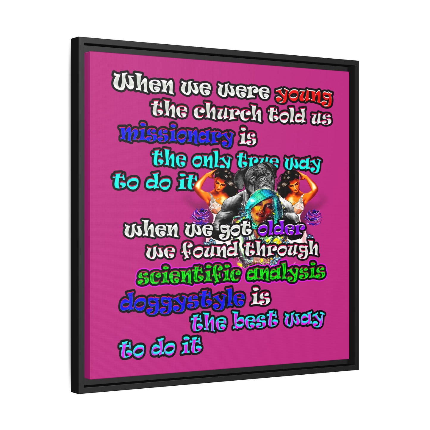 doggystyle - framed canvas art (pink)