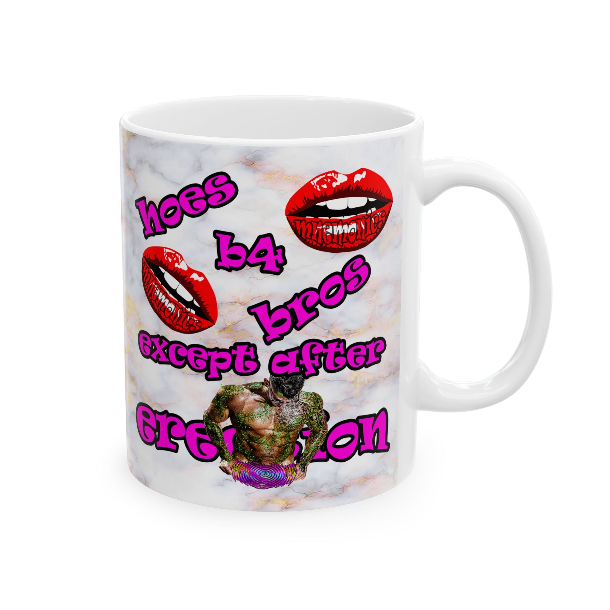 hoes b4 bros - White Mug (white marble)