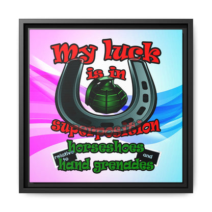 my luck - framed canvas art (light blue-pink wave)