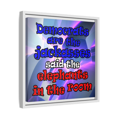 donkeys and elephants - framed canvas art (grey-pink wave)