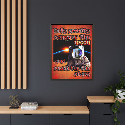 defy conquer reach - framed canvas art (burnt orange)