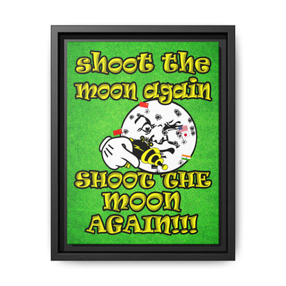shoot the moon again - framed canvas art (green turf)