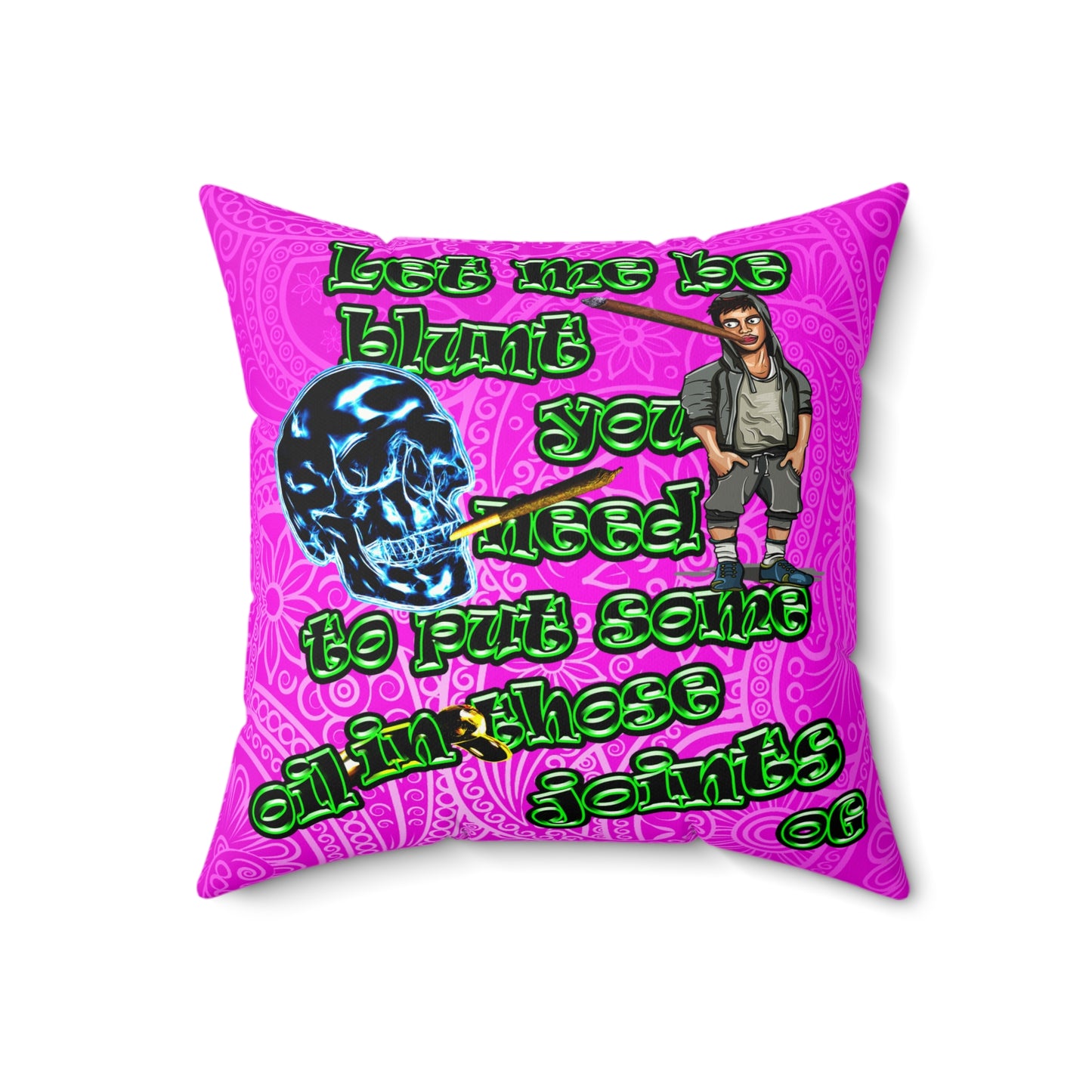 og - Faux Suede Square Pillow - (pink swirl)