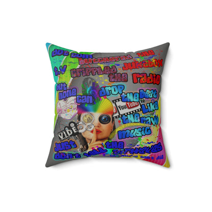drop the beat - Faux Suede Square Pillow - (rainbow split)