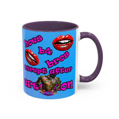 hoes b4 bros - Accent Mug (light blue-purple wave)