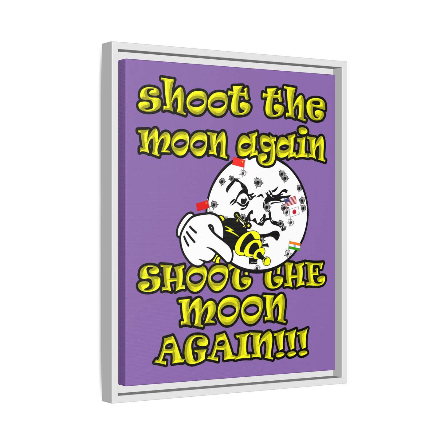 shoot the moon again - framed canvas art (light purple)