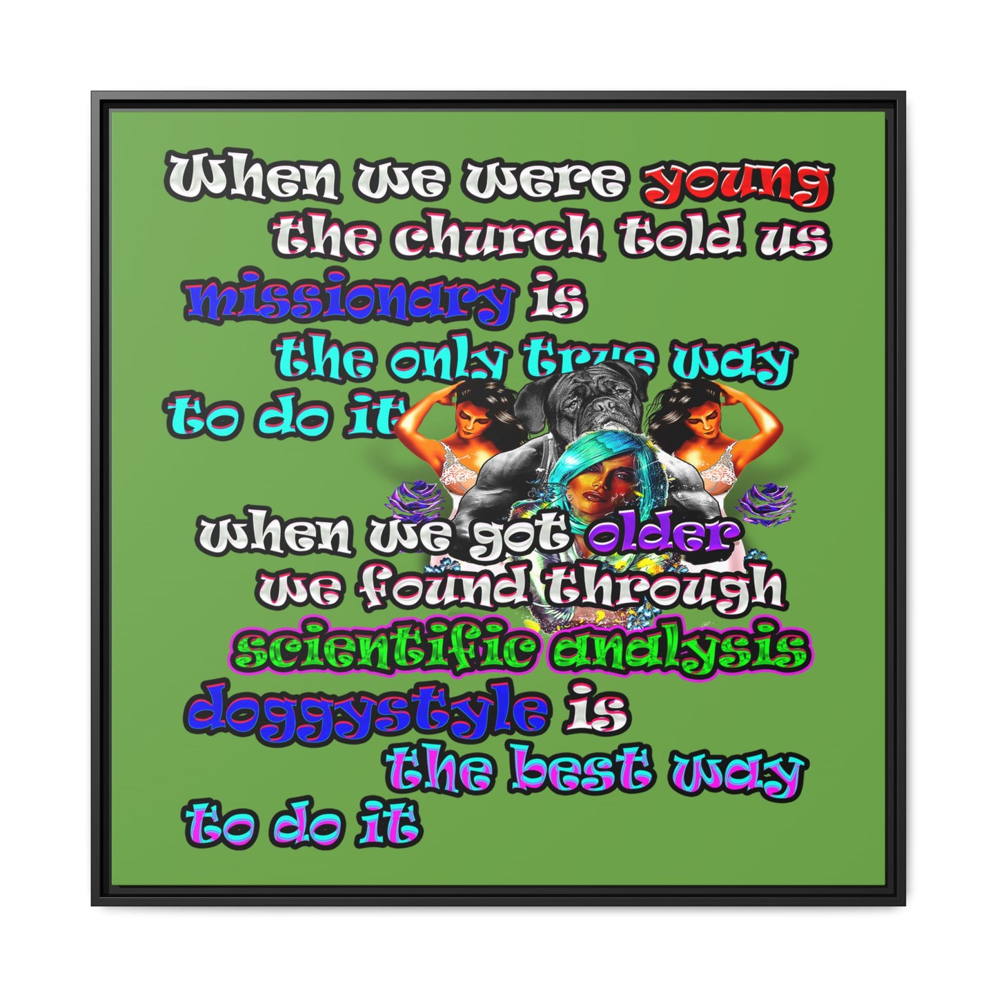 doggystyle - framed canvas art (green)