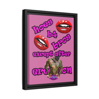 hoes b4 bros - framed canvas art (light pink)