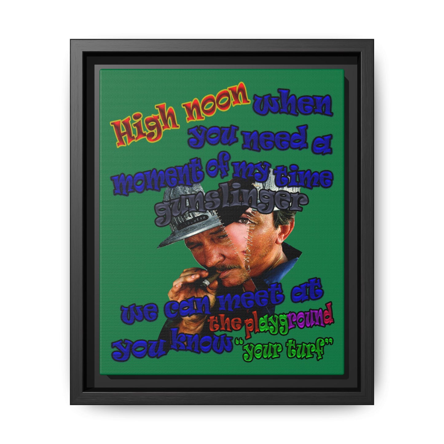 high noon - framed canvas art (dark green)