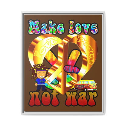 love peace - framed canvas art (brown)