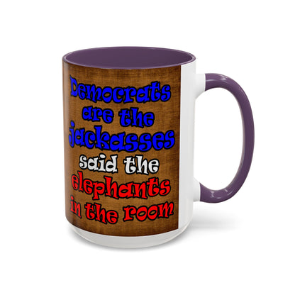 donkeys and elephants - Accent Mug (brown papyrus)
