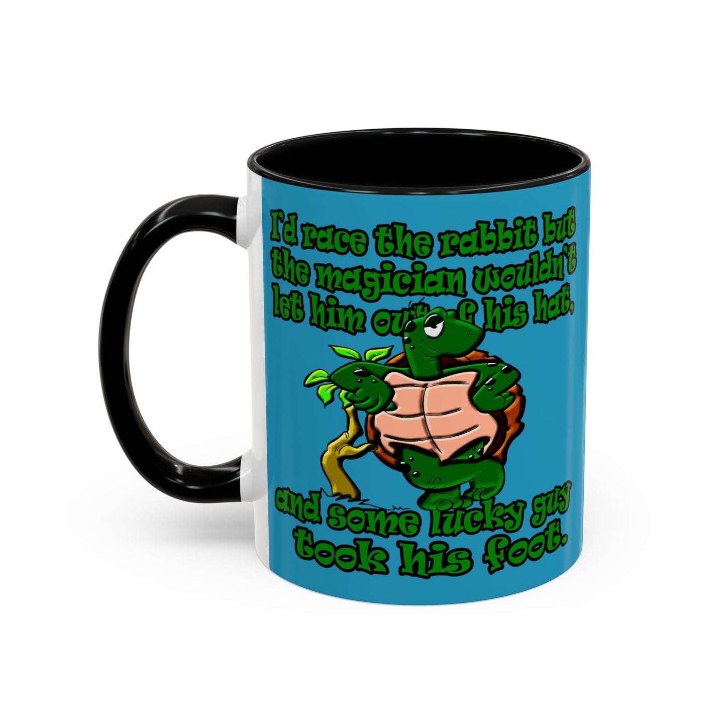 turtle race - Accent Mug (turquoise)
