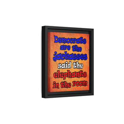 donkeys and elephants - framed canvas art (burnt orange)