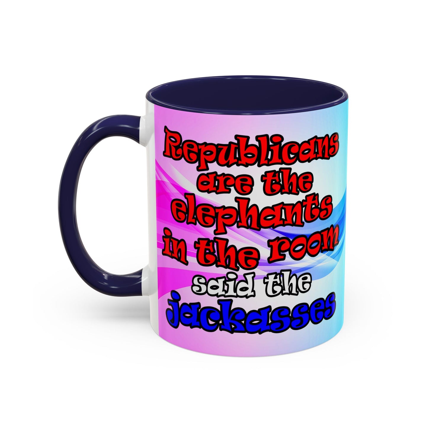 donkeys and elephants - Accent Mug (light blue-pink wave)