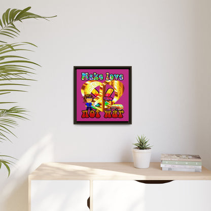 love peace - framed canvas art (pink)