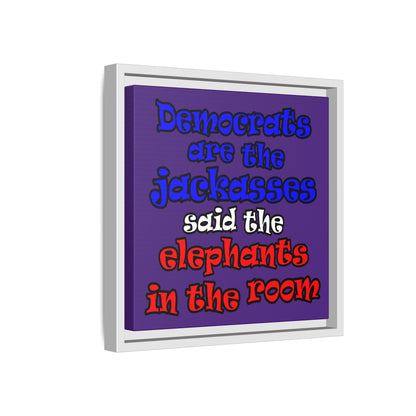 donkeys and elephants - framed canvas art (purple)
