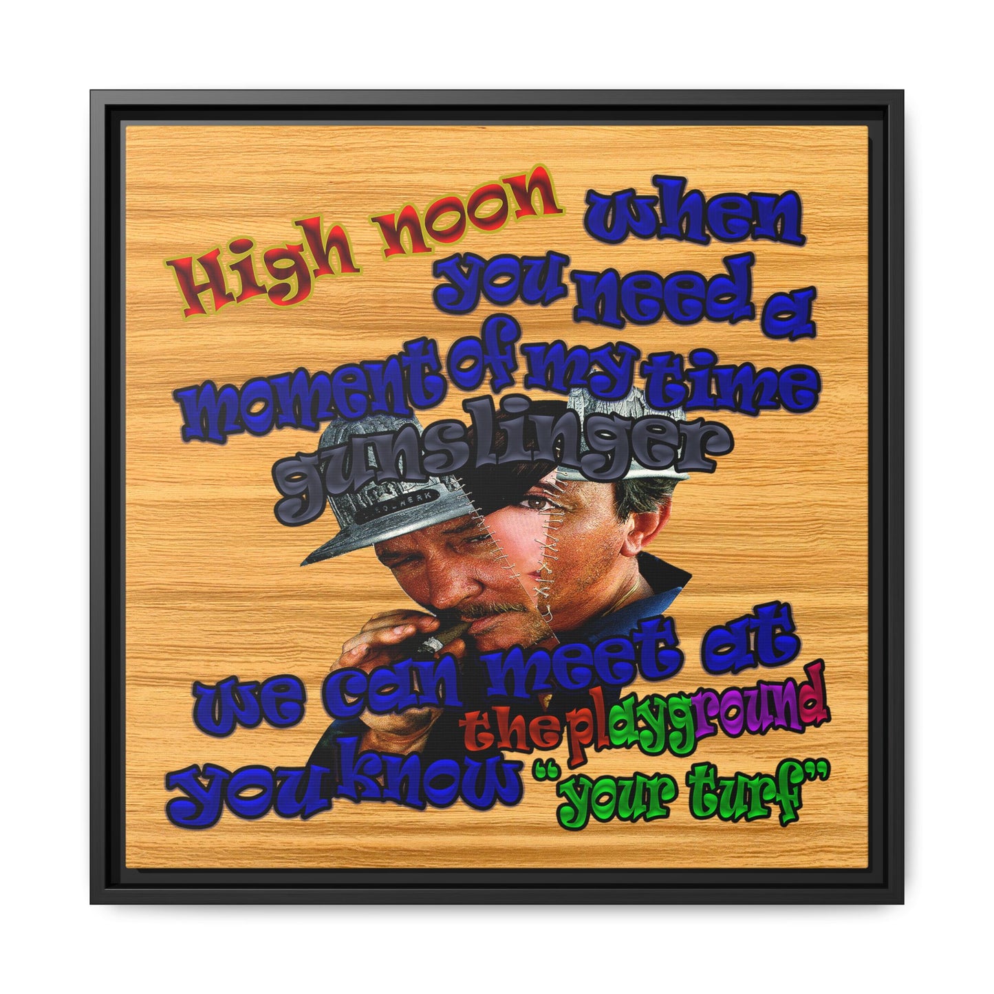 high noon - framed canvas art (butterscotch wood finish)