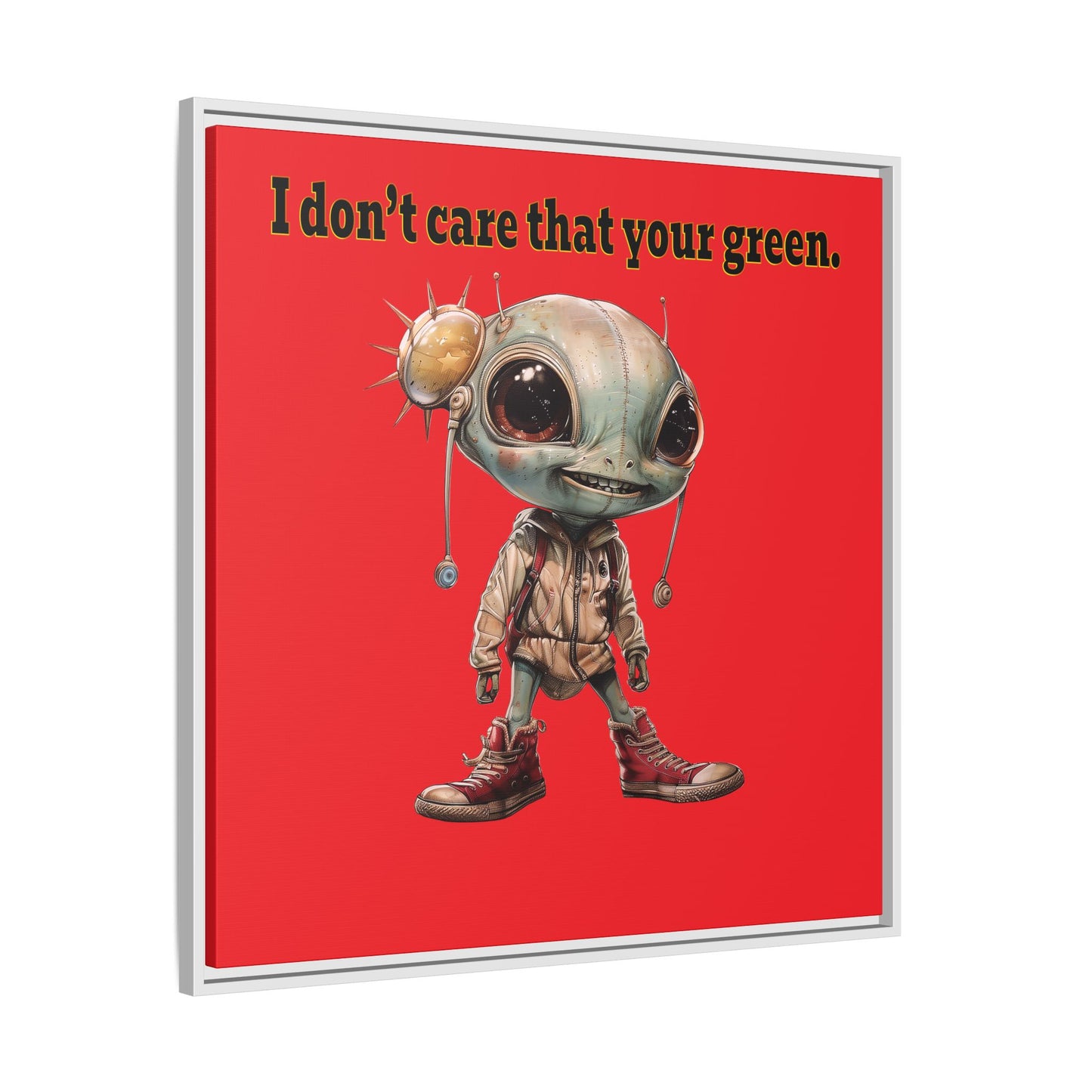 I don't care that your green - framed canvas art (red)